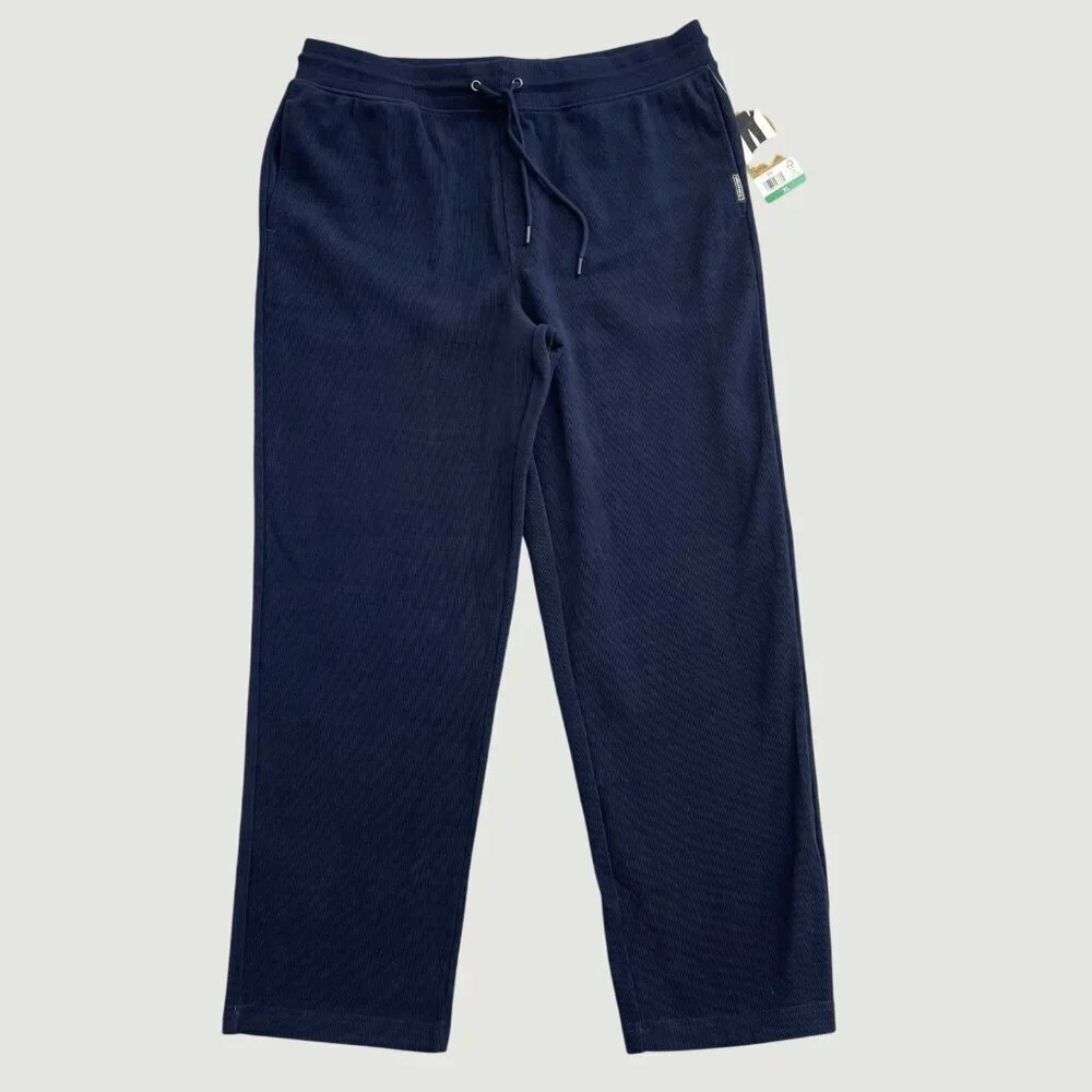 💥   Men's XL Textured Lounge Pants Navy Blue Polyester Blend i1695